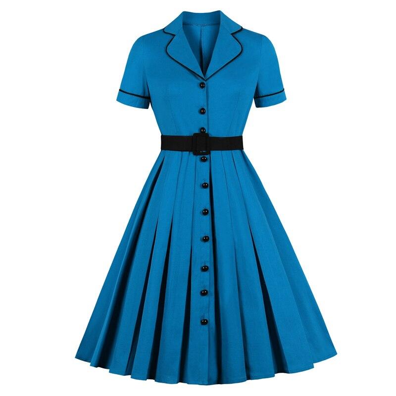 Plus Size Notched Collar Vintage Dress