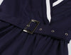 Navy Plus Size V-Neck Vintage Dress