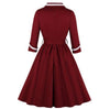 Red Plus Size V-Neck Vintage Dress