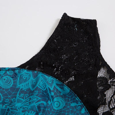 Blue Rockabilly Lace Plus Size Vintage Dress