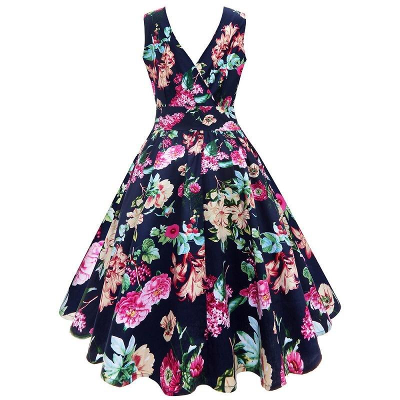 Floral Plus Size Vintage Dress