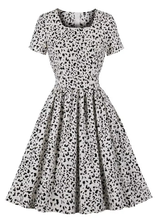 White Plus Size High Waisted Vintage Dress