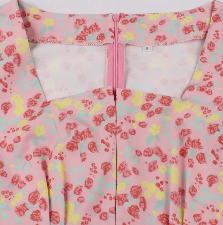 Pink High Waist Plus Size Vintage Dress