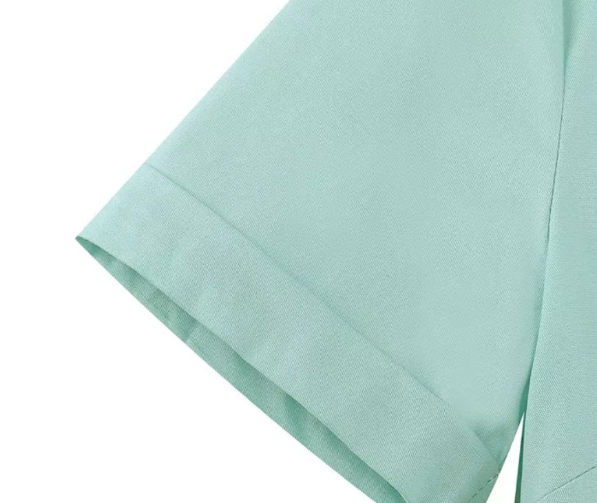 Turquoise High Waist Plus Size Vintage Dress