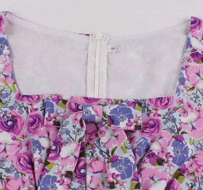 Purple High Waist Plus Size Vintage Dress