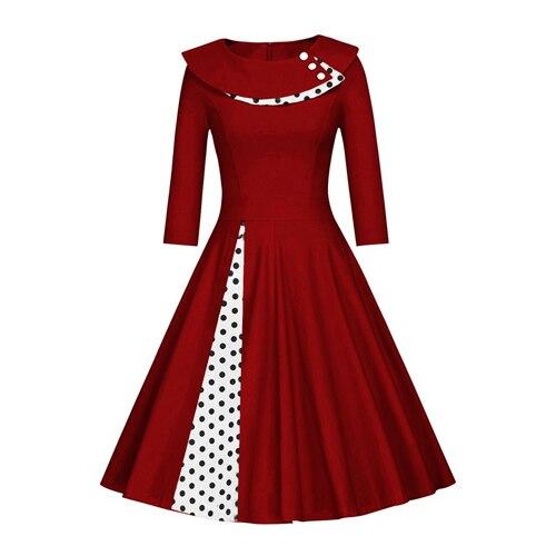 Burgundy Plus Size Winter Vintage Dress