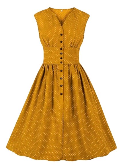 Yellow Plus Size Vintage Dress