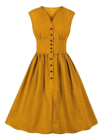 Yellow Plus Size Vintage Dress