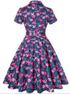 Plus Size Navy Birds Vintage Dress