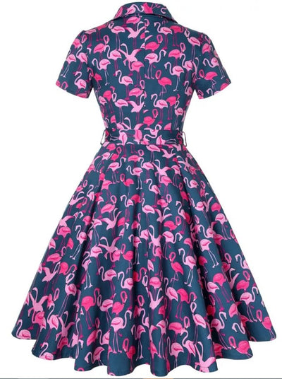 Plus Size Navy Birds Vintage Dress
