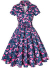Plus Size Navy Birds Vintage Dress