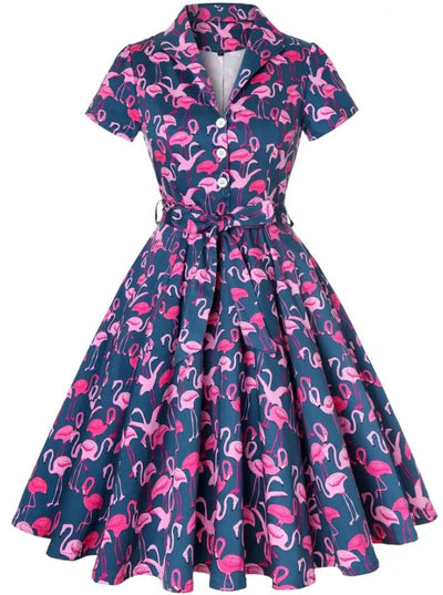 Plus Size Navy Birds Vintage Dress