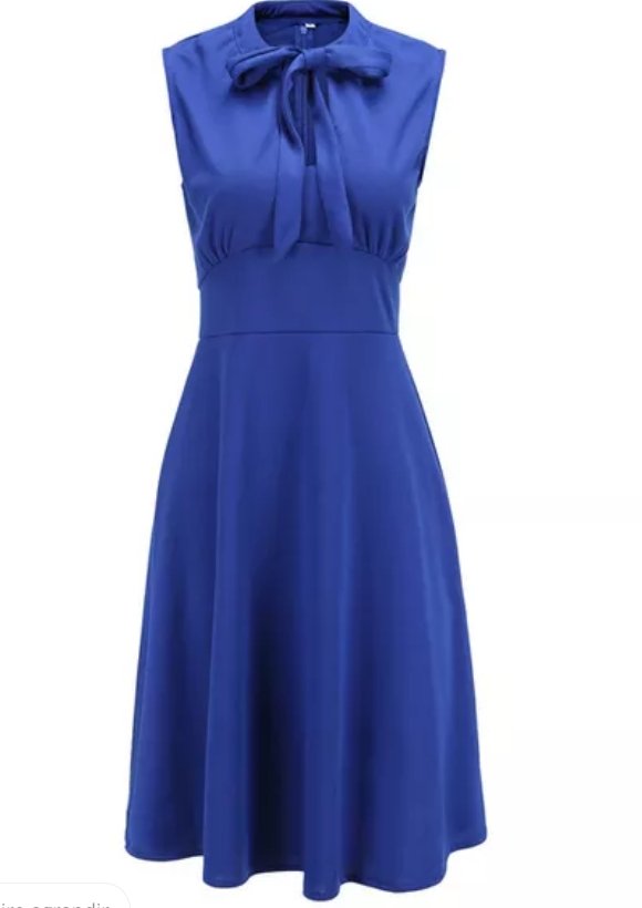 Navy Plus Size Bow Tie Vintage Dress