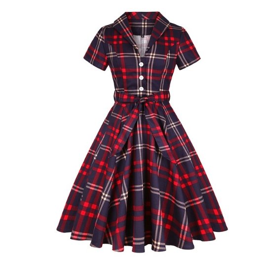 Plus Size Plaid Vintage Dress