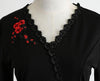 Plus Size Vintage Dress Black Embroidered Flowers
