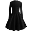 Plus Size Vintage Dress Black Embroidered Flowers