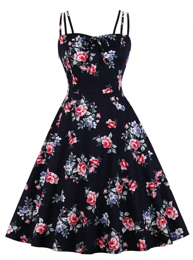 Nature Black Plus Size Vintage Dress
