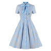 Blue Striped Plus Size Vintage Dress