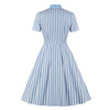 Blue Striped Plus Size Vintage Dress