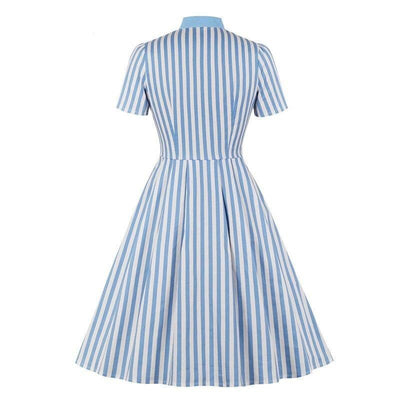 Blue Striped Plus Size Vintage Dress