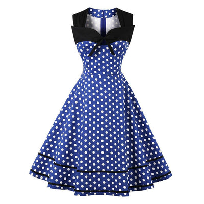 Plus Size Retro Vintage Dress Blue