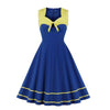 Yellow Blue Retro Plus Size Vintage Dress