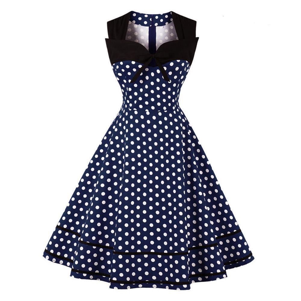 Navy Plus Size Retro Vintage Dress