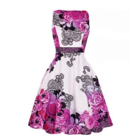 Purple White Rockabilly Plus Size Vintage Dress