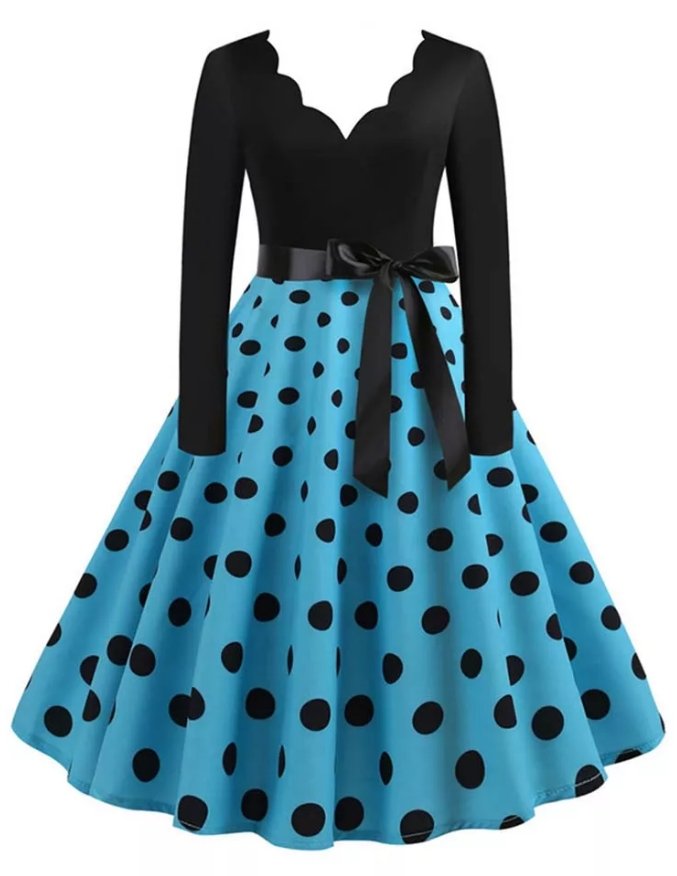Vintage polka dot dress plus size cheap