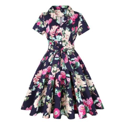 Floral Rockabilly Plus Size Vintage Dress
