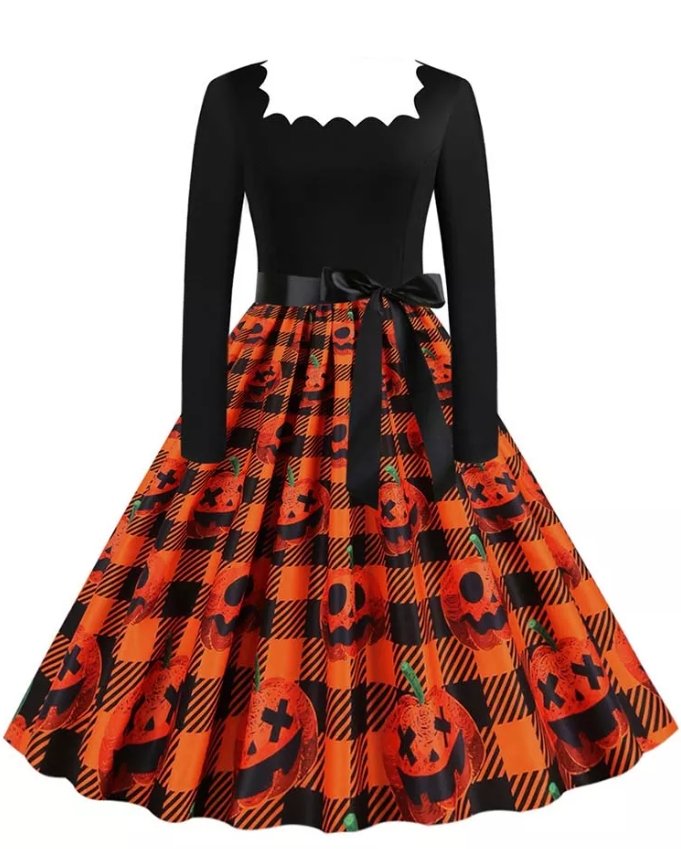 Plus Size Rockabilly Halloween Vintage Dress