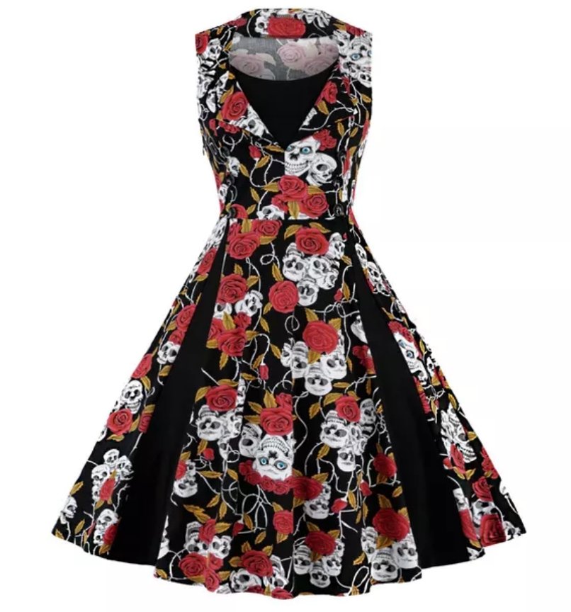Skull Red Rockabilly Plus Size Vintage Dress