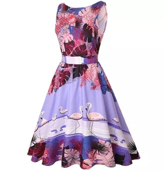 Pink Birds Plus Size Vintage Dress