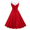 Plus Size Red Vintage Dress Chic Collar Red