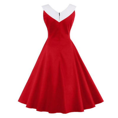 Plus Size Red Vintage Dress Chic Collar Red