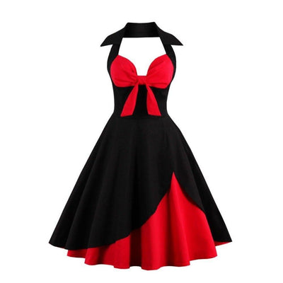 Red Black Plus Size Vintage Dress