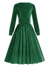 Plus Size grøn satin vintage kjole