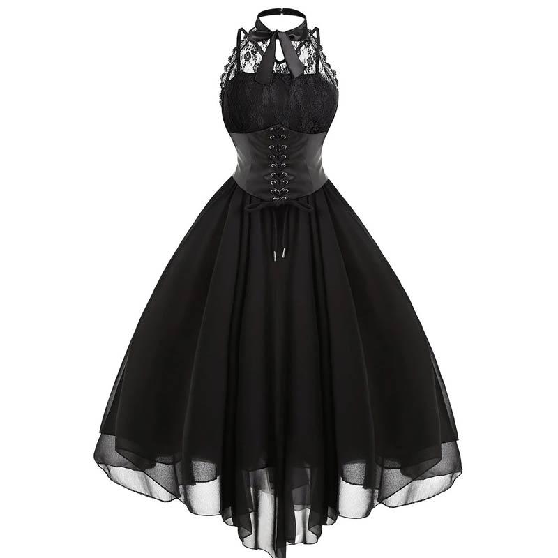 Sort Steampunk Plus Size vintage kjole
