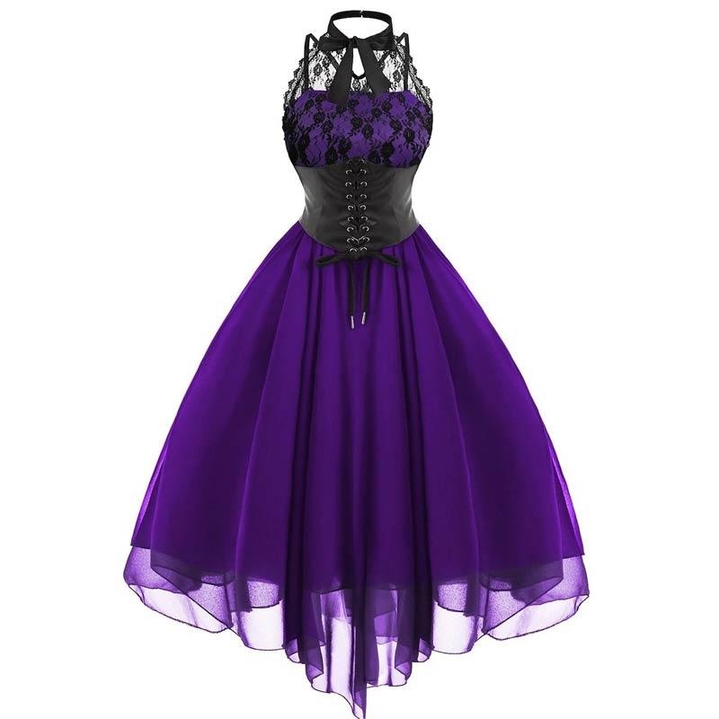 Purple Steampunk Plus Size Vintage Dress