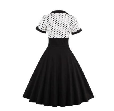 Sort Hvid Plus Size Swing Vintage Kjole
