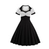 Sort Hvid Plus Size Swing Vintage Kjole