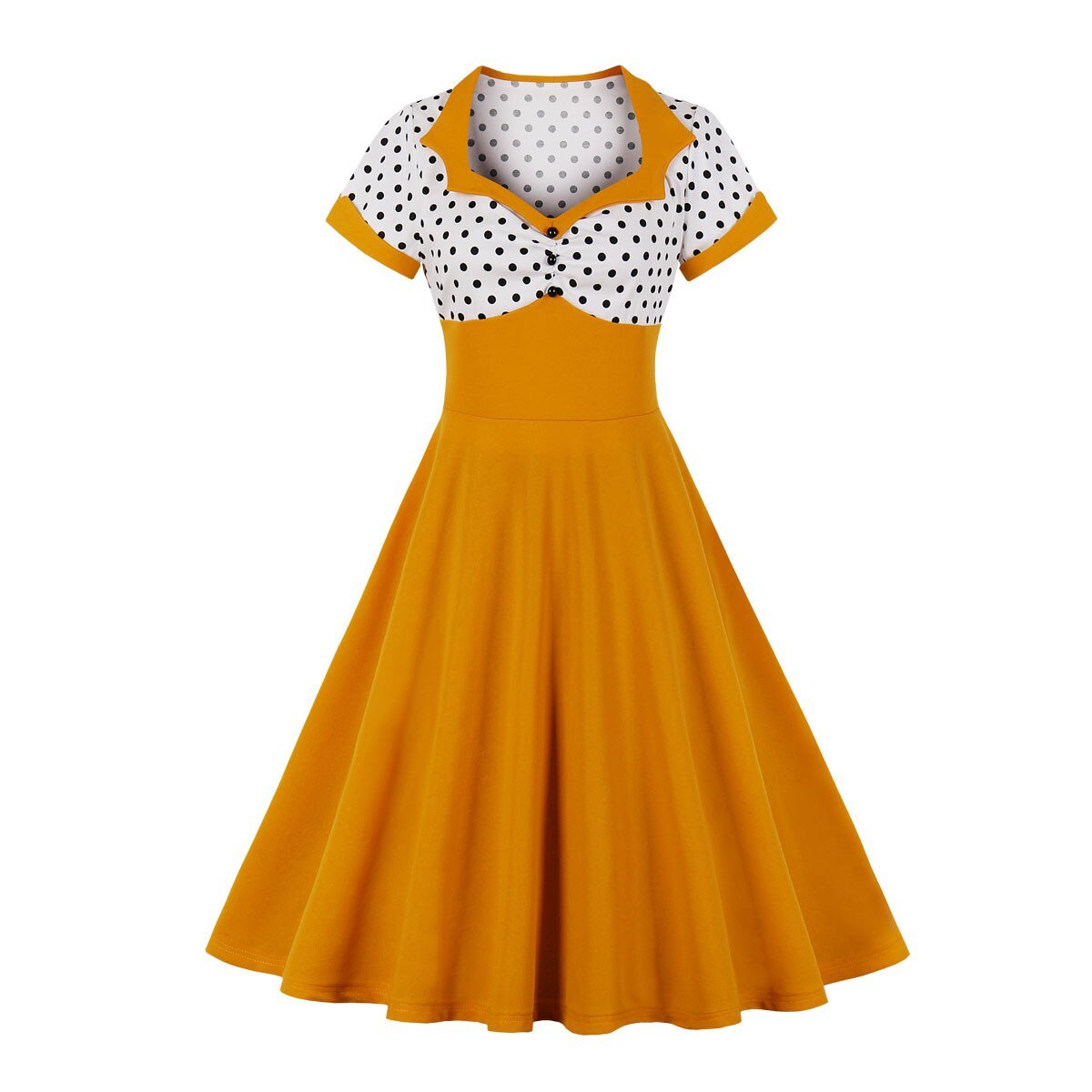Orange White Swing Plus Size Vintage Dress