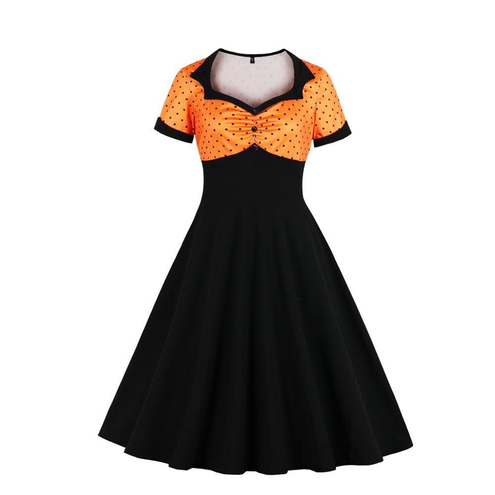 Orange Black Swing Plus Size Vintage Dress
