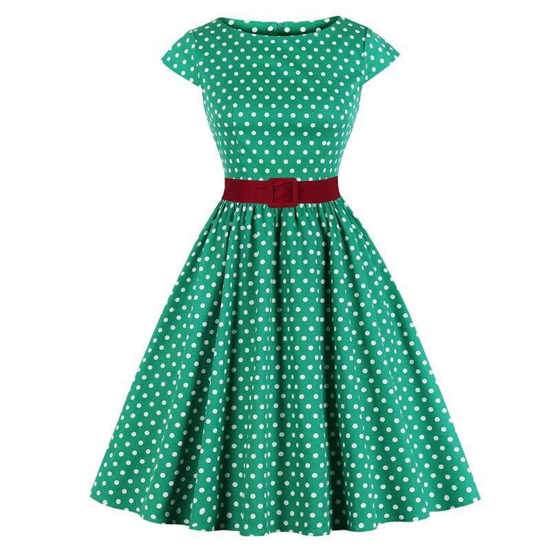 Plus Size Green Belted Vintage Dress