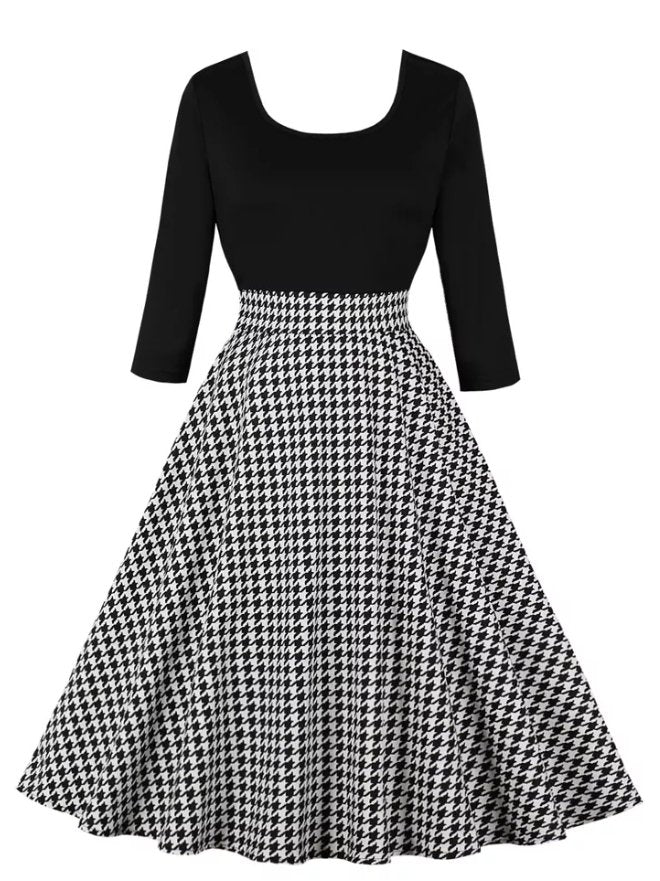 Vintage Gray Checked Dress