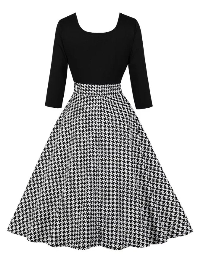 Vintage Gray Checked Dress