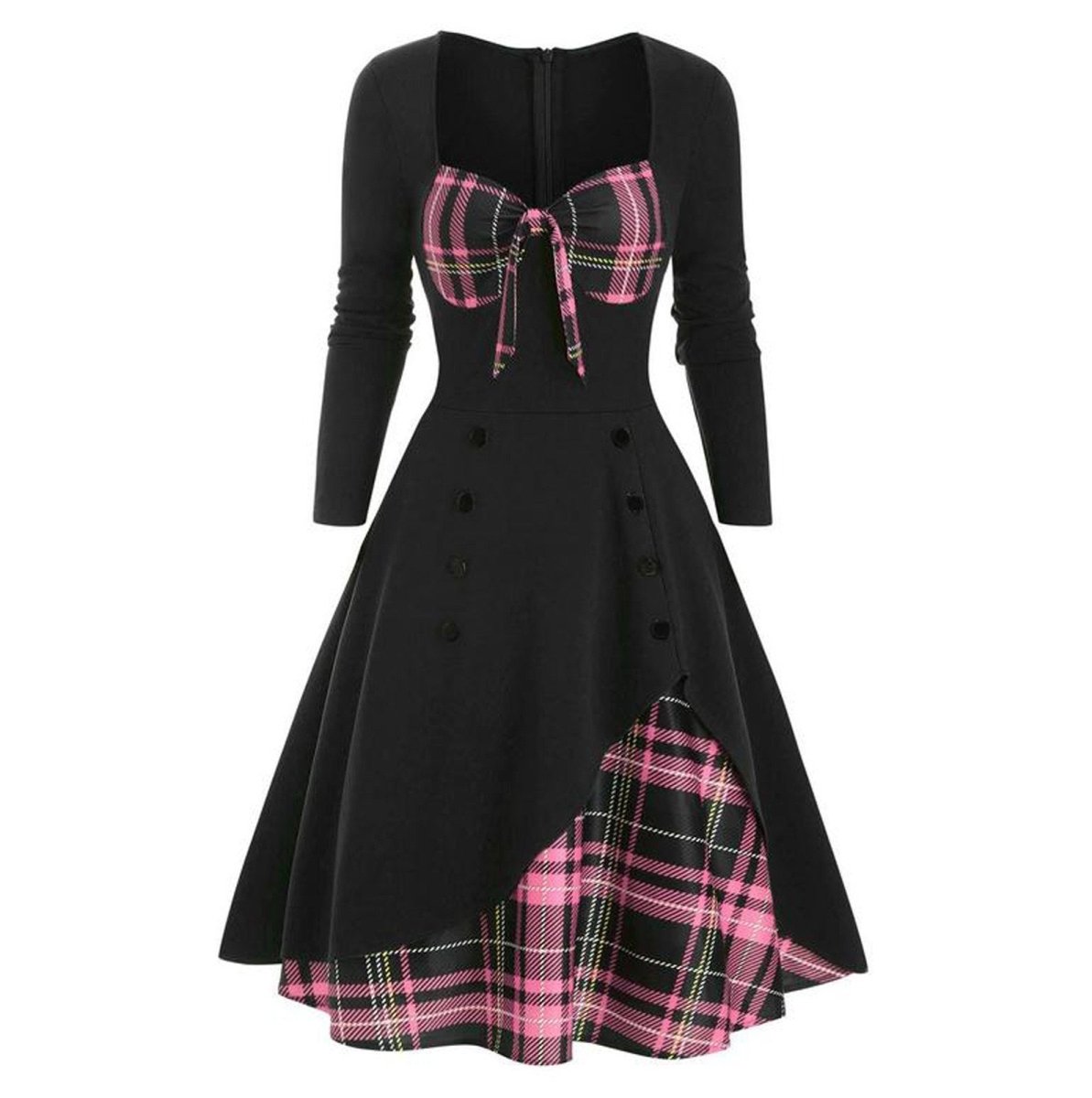 Pink Plus Size Winter Vintage Dress