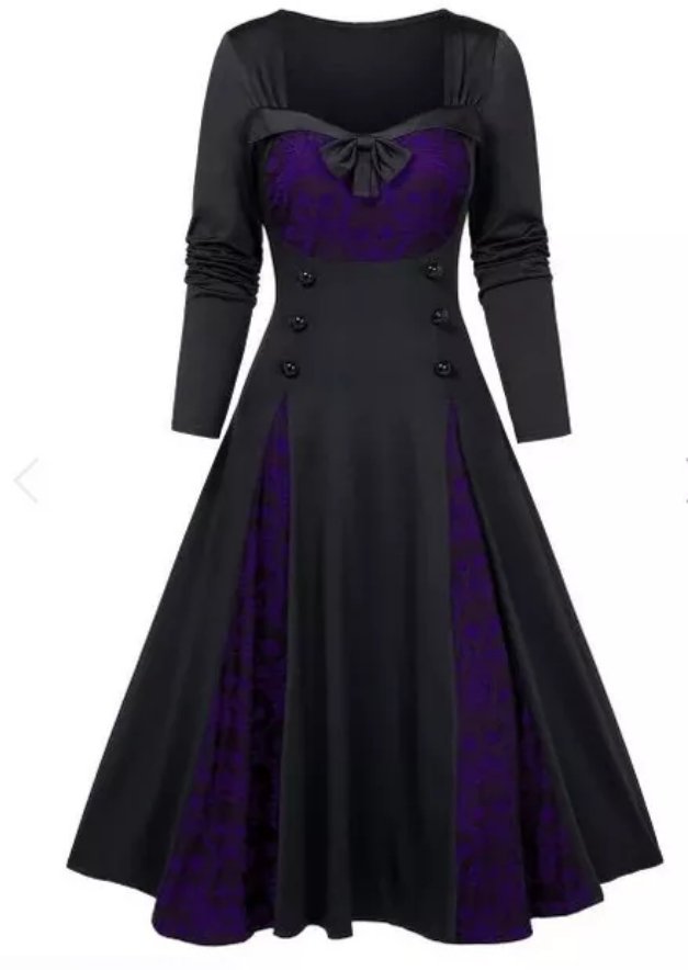 Purple Plus Size Winter Vintage Dress