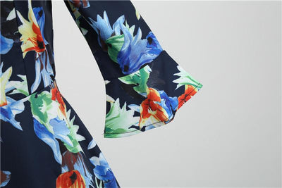 Vintage Winter Dress Navy Flowers