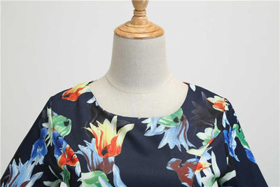 Vintage Winter Dress Navy Flowers